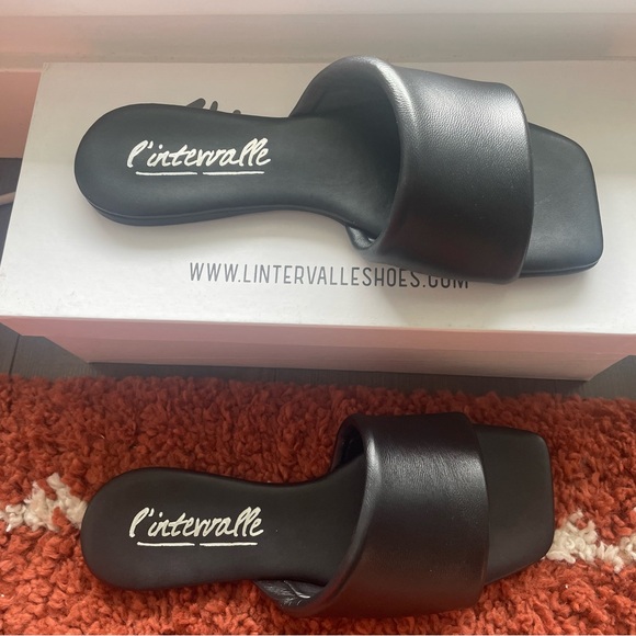 Brand new Italian handmade black leather square toe sandals. - Picture 2 of 3